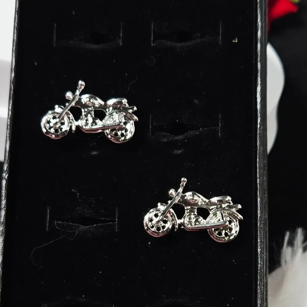 Silver Motorcycle Cufflinks Biker Rider Statement Formal Gift Professional Tux